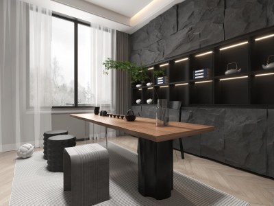 现代茶室3D模型下载